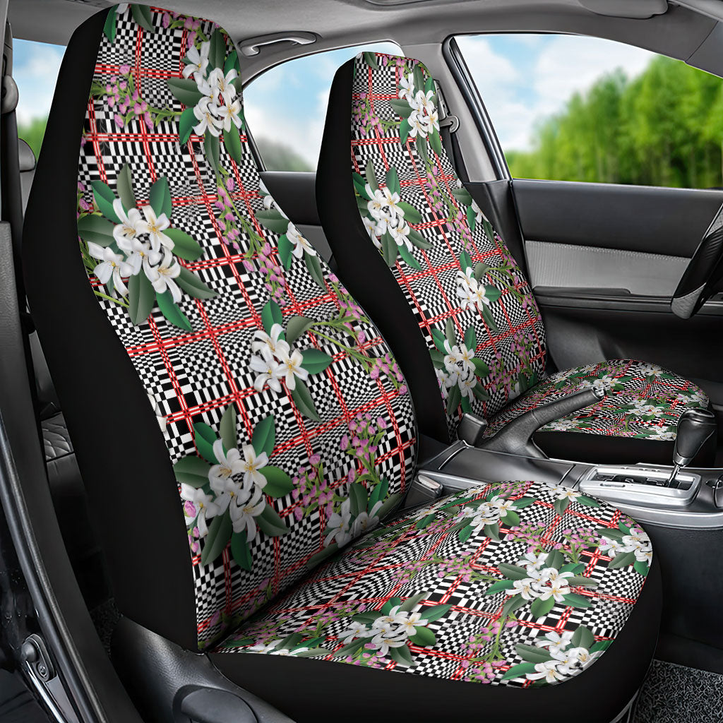 Red Binakol Motifs With Jasminum Sambac Car Seat Cover Mabuhay Philippines Festival DT05 - Polynesian Pride