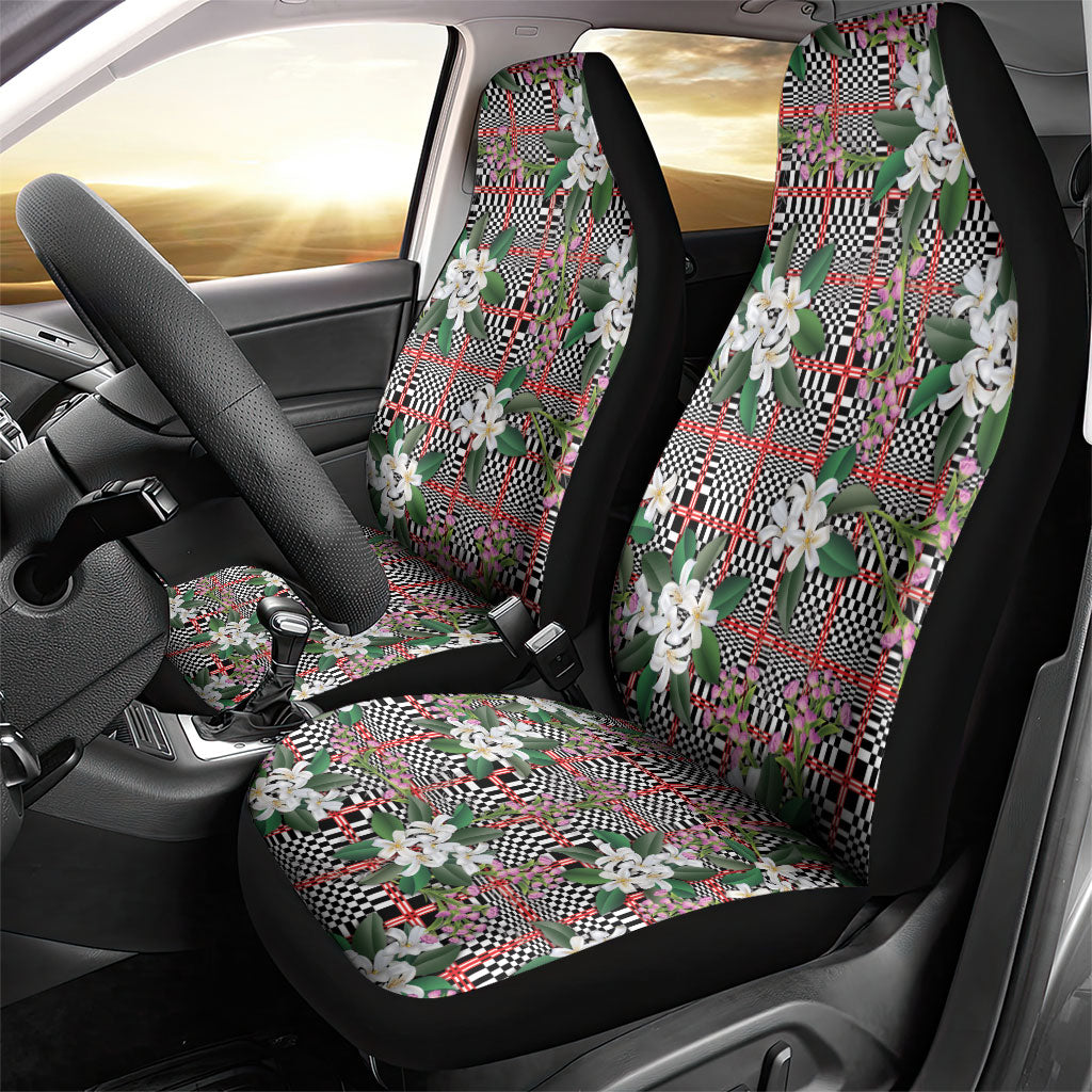 Red Binakol Motifs With Jasminum Sambac Car Seat Cover Mabuhay Philippines Festival DT05 - Polynesian Pride