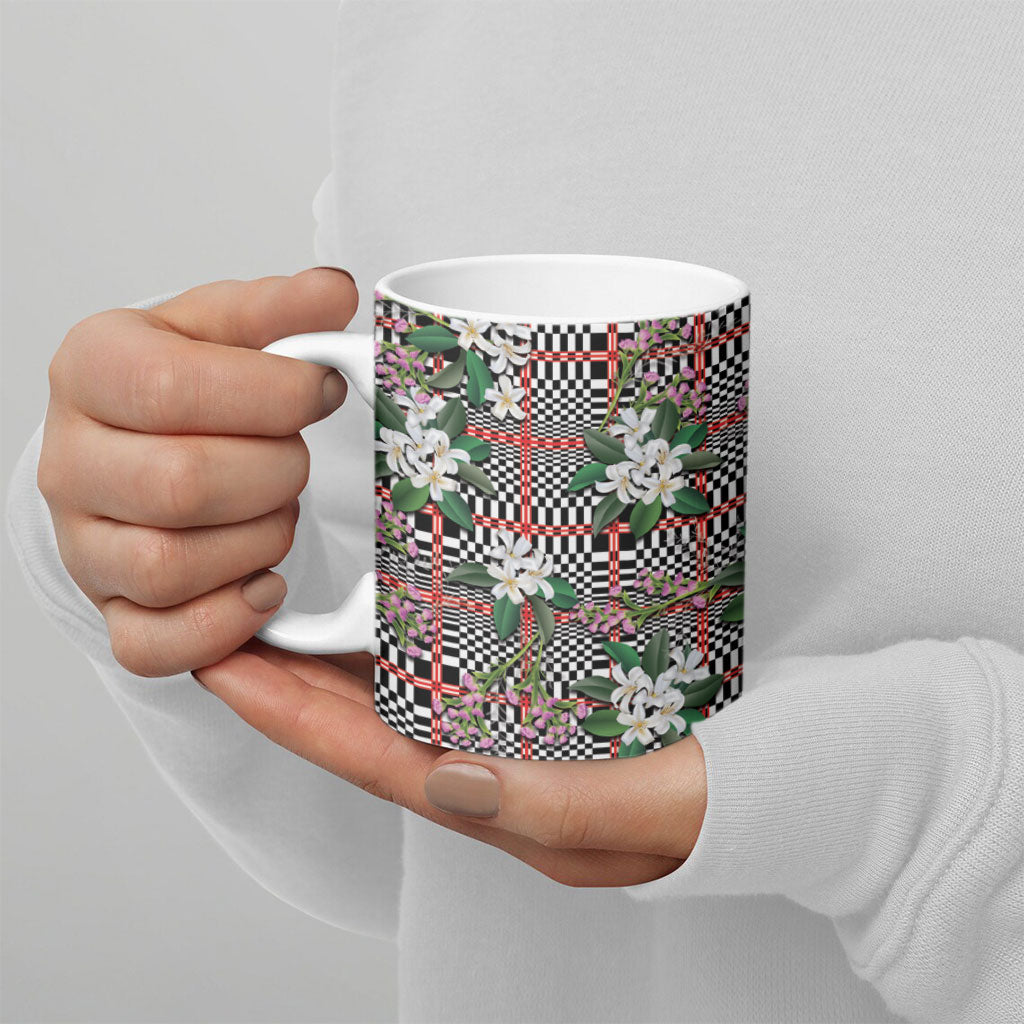 Red Binakol Motifs With Jasminum Sambac Ceramic Mug Mabuhay Philippines Festival DT05 - Polynesian Pride