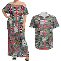 Red Binakol Motifs With Jasminum Sambac Couples Matching Off Shoulder Maxi Dress and Hawaiian Shirt Mabuhay Philippines Festival DT05 Red - Polynesian Pride