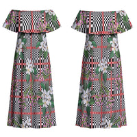 Red Binakol Motifs With Jasminum Sambac Couples Matching Off Shoulder Maxi Dress and Hawaiian Shirt Mabuhay Philippines Festival DT05 - Polynesian Pride