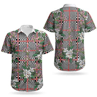 Red Binakol Motifs With Jasminum Sambac Couples Matching Off Shoulder Short Dress and Hawaiian Shirt Mabuhay Philippines Festival DT05 - Polynesian Pride