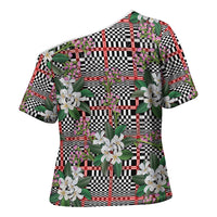 Red Binakol Motifs With Jasminum Sambac Cross Shoulder Shirt Mabuhay Philippines Festival DT05 - Polynesian Pride