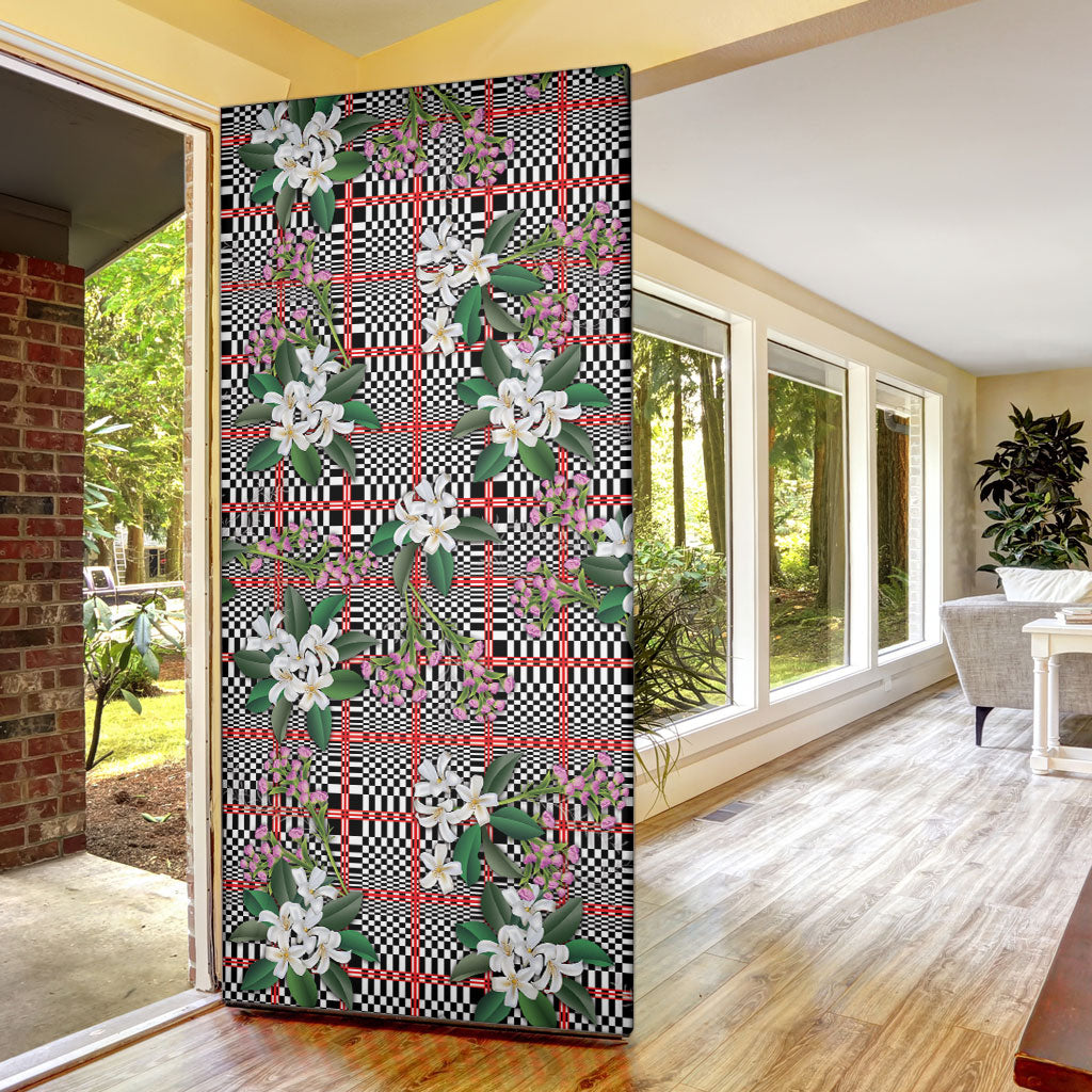 Red Binakol Motifs With Jasminum Sambac Door Cover Mabuhay Philippines Festival DT05 - Polynesian Pride