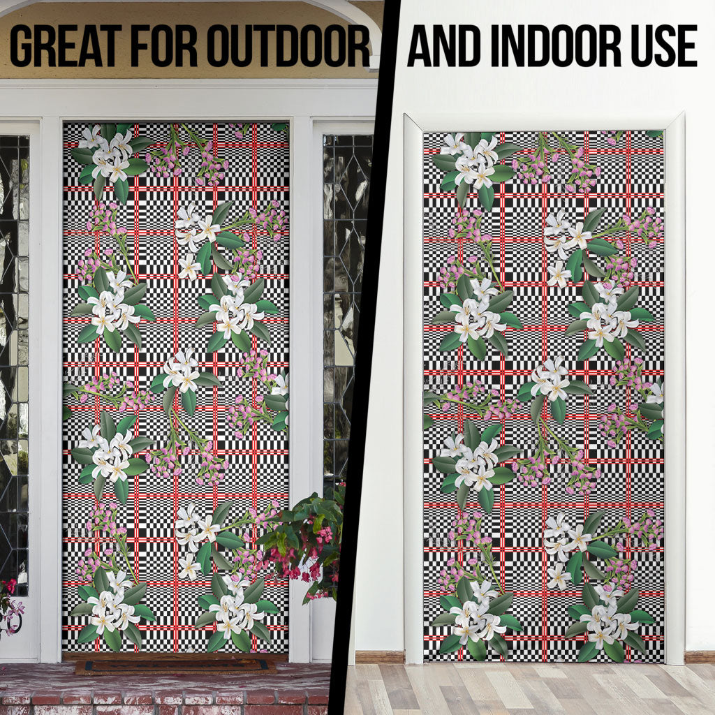Red Binakol Motifs With Jasminum Sambac Door Cover Mabuhay Philippines Festival DT05 - Polynesian Pride