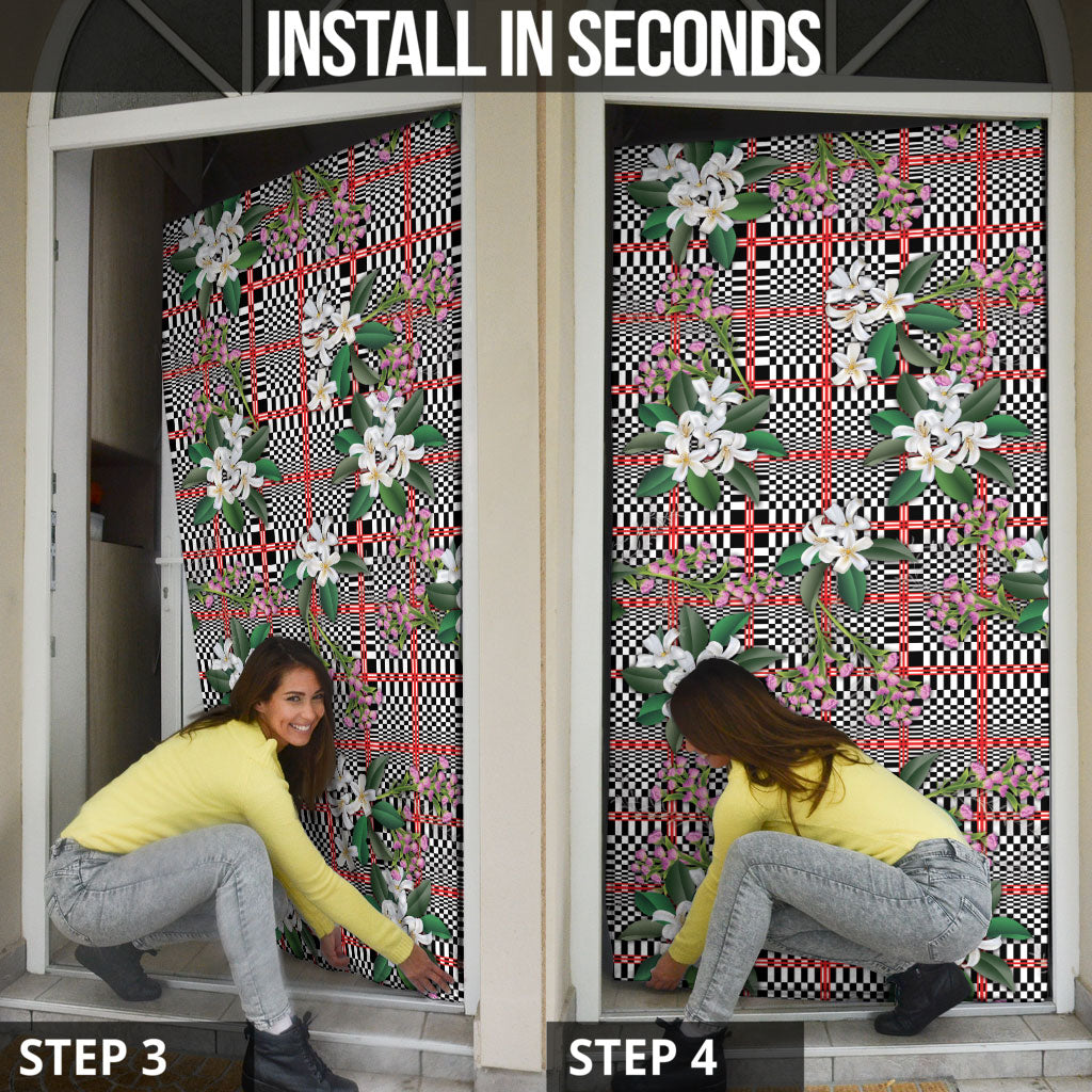 Red Binakol Motifs With Jasminum Sambac Door Cover Mabuhay Philippines Festival DT05 - Polynesian Pride