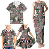Red Binakol Motifs With Jasminum Sambac Family Matching Tank Maxi Dress and Hawaiian Shirt Mabuhay Philippines Festival DT05 - Polynesian Pride