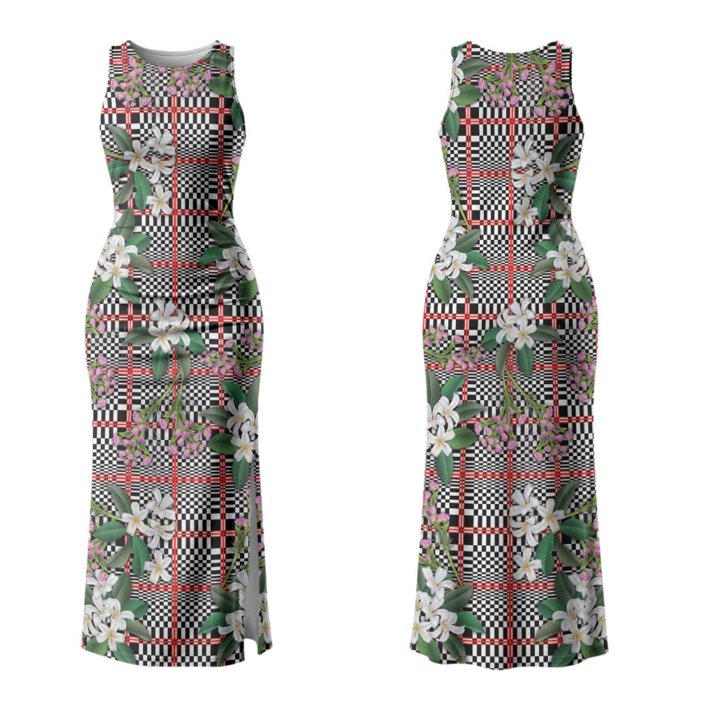 Red Binakol Motifs With Jasminum Sambac Family Matching Tank Maxi Dress and Hawaiian Shirt Mabuhay Philippines Festival DT05 Mom's Dress Red - Polynesian Pride