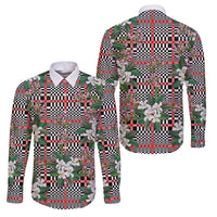 Red Binakol Motifs With Jasminum Sambac Family Matching Tank Maxi Dress and Hawaiian Shirt Mabuhay Philippines Festival DT05 Dad's Shirt - Long Sleeve Red - Polynesian Pride
