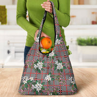 Red Binakol Motifs With Jasminum Sambac Grocery Bag Mabuhay Philippines Festival DT05 - Polynesian Pride