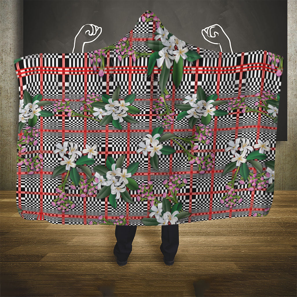 Red Binakol Motifs With Jasminum Sambac Hooded Blanket Mabuhay Philippines Festival DT05 - Polynesian Pride