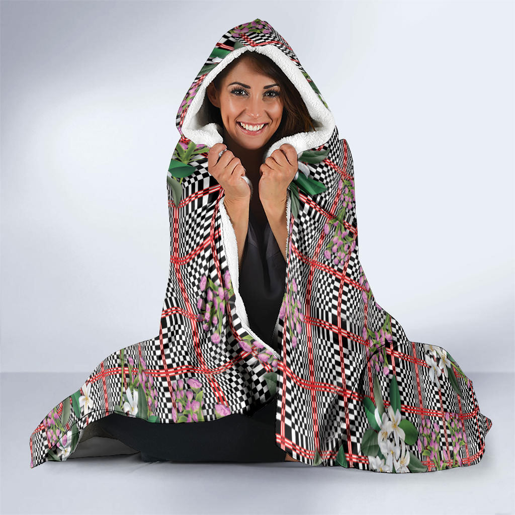 Red Binakol Motifs With Jasminum Sambac Hooded Blanket Mabuhay Philippines Festival DT05 - Polynesian Pride