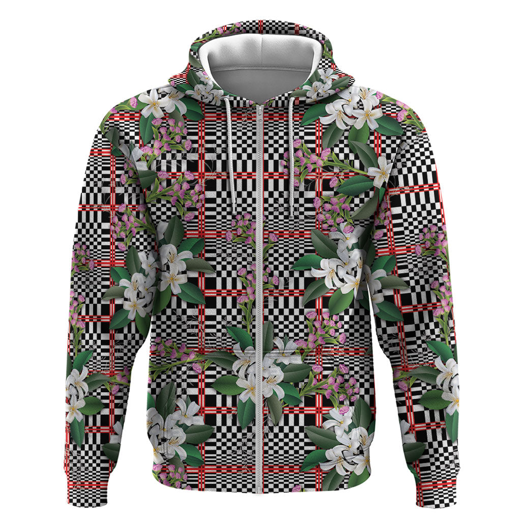 Red Binakol Motifs With Jasminum Sambac Hoodie Mabuhay Philippines Festival DT05 Zip Hoodie Red - Polynesian Pride