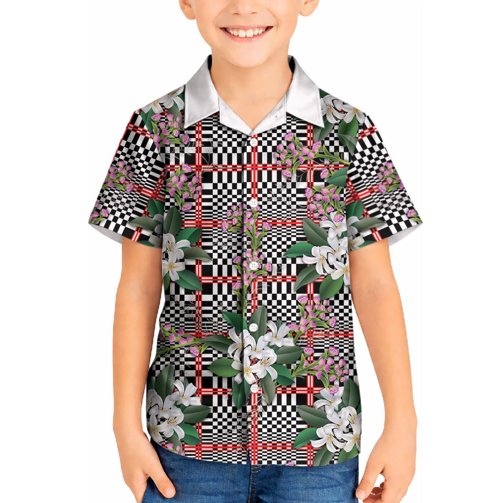 Red Binakol Motifs With Jasminum Sambac Kid Hawaiian Shirt Mabuhay Philippines Festival DT05 Kid Red - Polynesian Pride