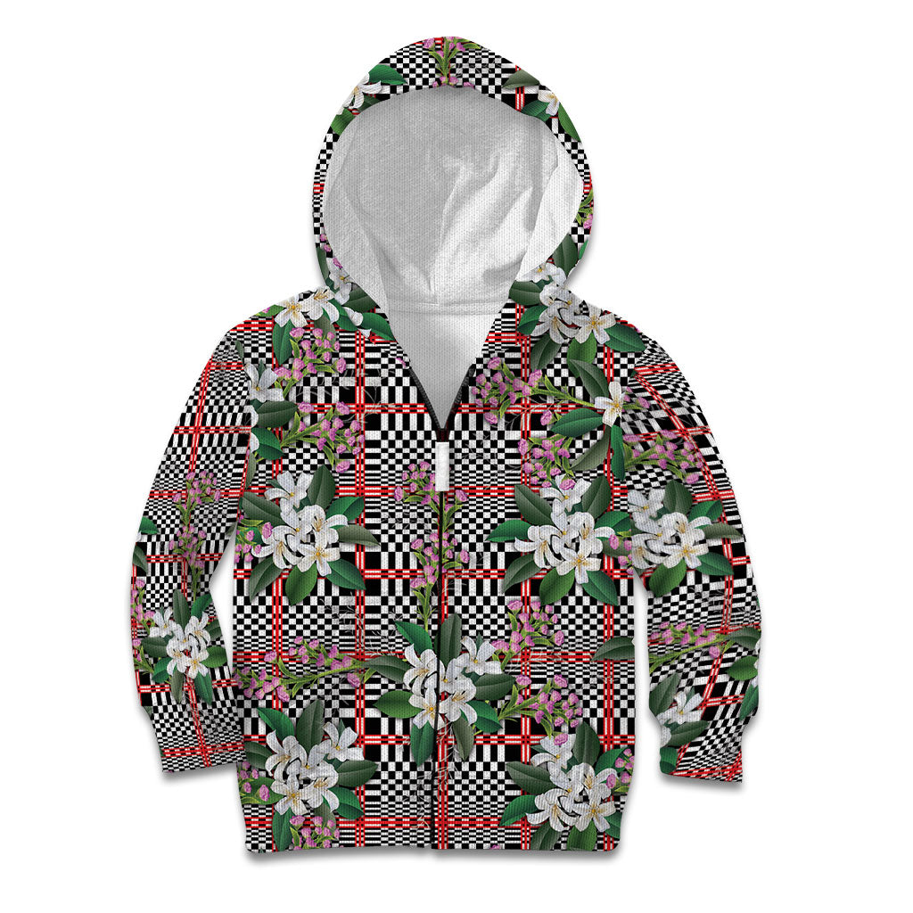 Red Binakol Motifs With Jasminum Sambac Kid Hoodie Mabuhay Philippines Festival DT05 Zip Hoodie Red - Polynesian Pride