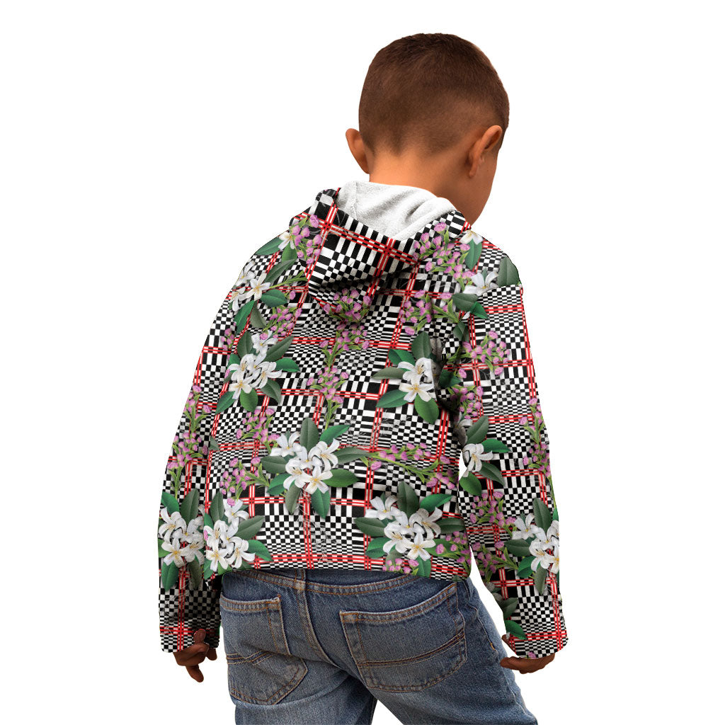 Red Binakol Motifs With Jasminum Sambac Kid Hoodie Mabuhay Philippines Festival DT05 - Polynesian Pride