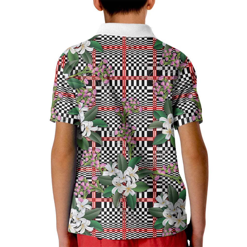 Red Binakol Motifs With Jasminum Sambac Kid Polo Shirt Mabuhay Philippines Festival DT05 - Polynesian Pride