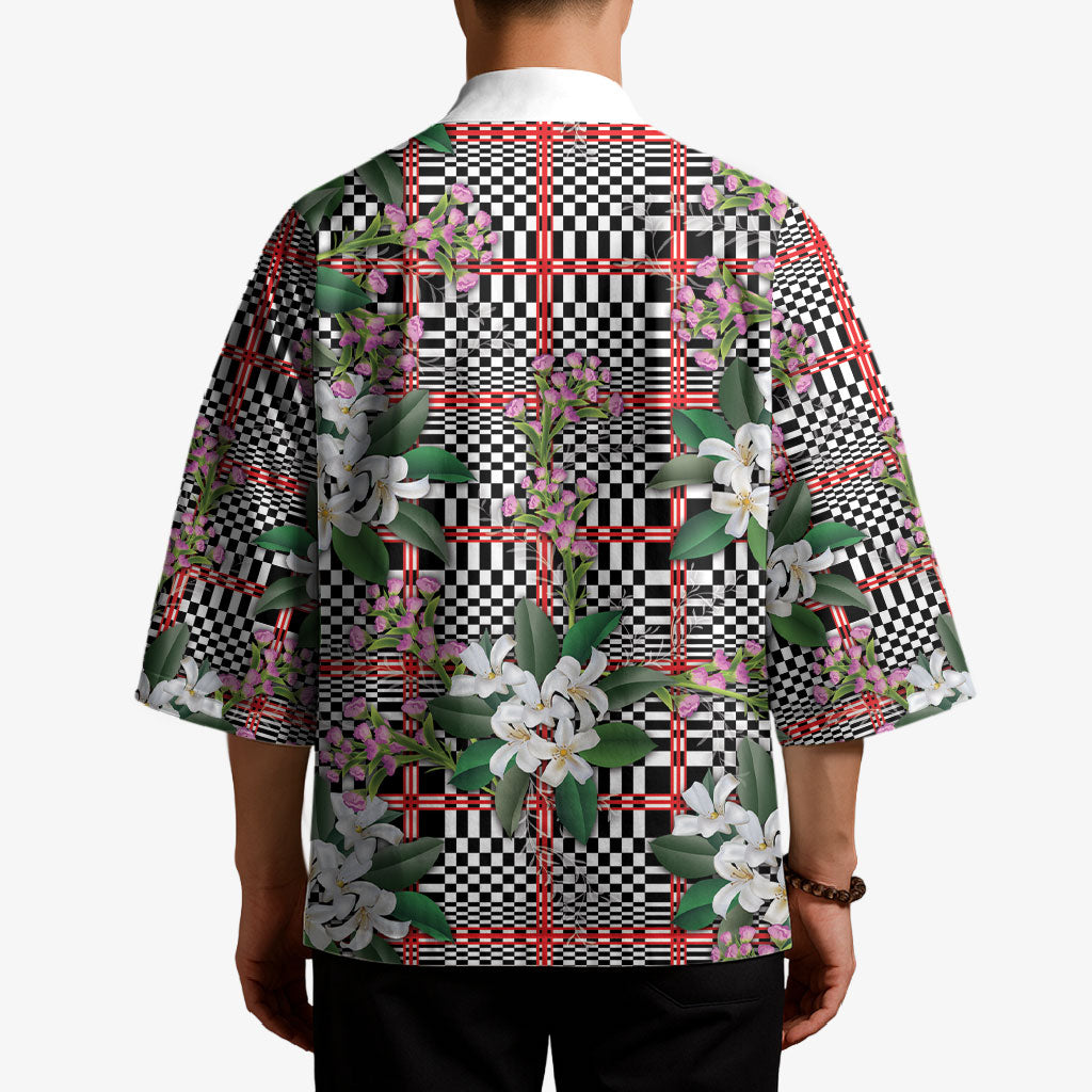 Red Binakol Motifs With Jasminum Sambac Kimono Mabuhay Philippines Festival DT05 - Polynesian Pride