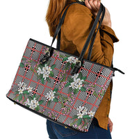 Red Binakol Motifs With Jasminum Sambac Leather Tote Bag Mabuhay Philippines Festival DT05 - Polynesian Pride