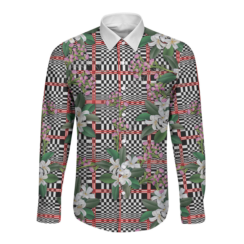 Red Binakol Motifs With Jasminum Sambac Long Sleeve Button Shirt Mabuhay Philippines Festival DT05 Unisex Red - Polynesian Pride