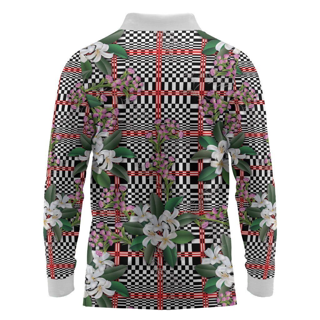Red Binakol Motifs With Jasminum Sambac Long Sleeve Polo Shirt Mabuhay Philippines Festival DT05 - Polynesian Pride