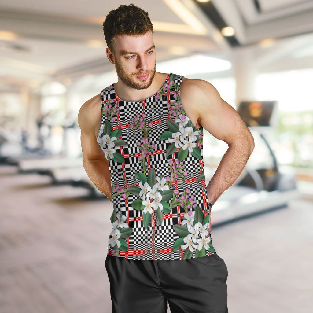 Red Binakol Motifs With Jasminum Sambac Men Tank Top Mabuhay Philippines Festival DT05 Red - Polynesian Pride