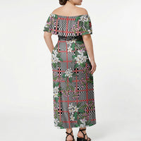 Red Binakol Motifs With Jasminum Sambac Off Shoulder Maxi Dress Mabuhay Philippines Festival DT05 - Polynesian Pride