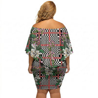 Red Binakol Motifs With Jasminum Sambac Off Shoulder Short Dress Mabuhay Philippines Festival DT05 - Polynesian Pride