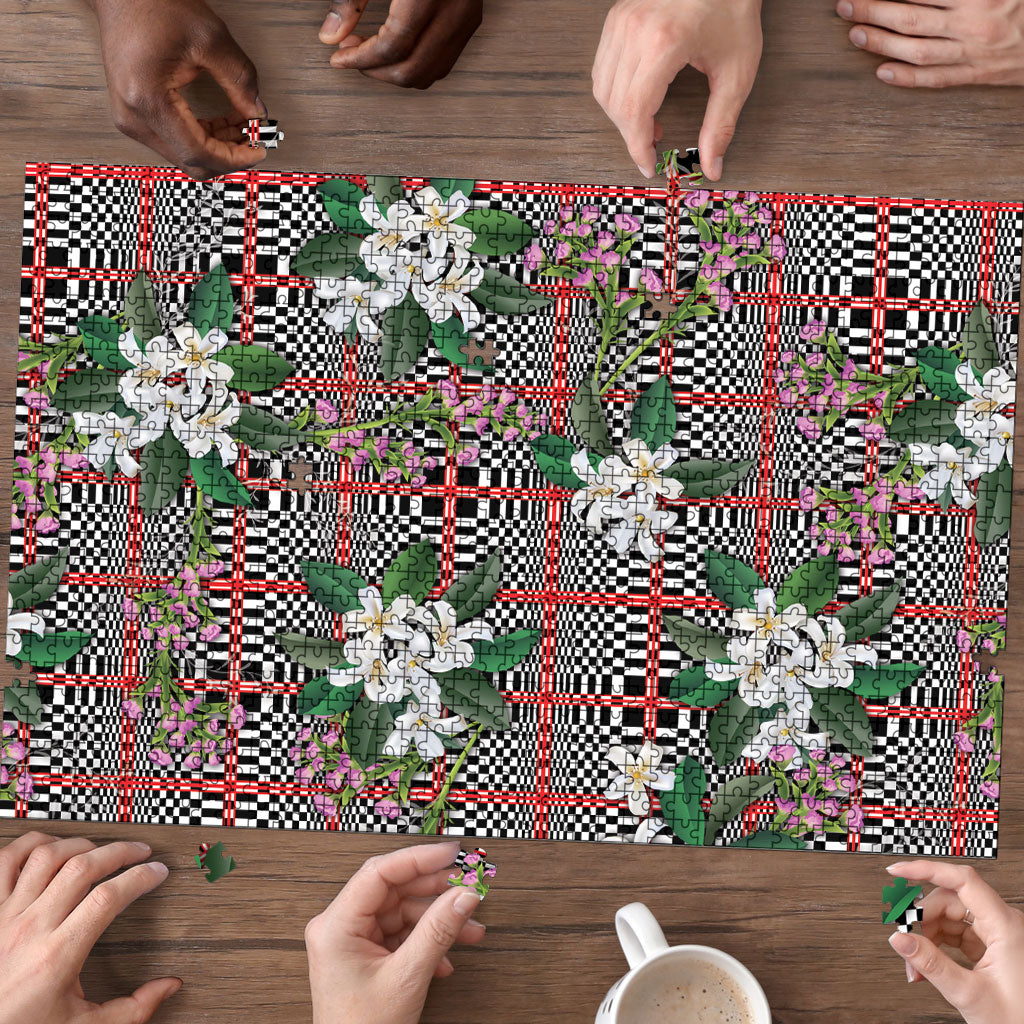 Red Binakol Motifs With Jasminum Sambac Puzzle Mabuhay Philippines Festival DT05 - Polynesian Pride