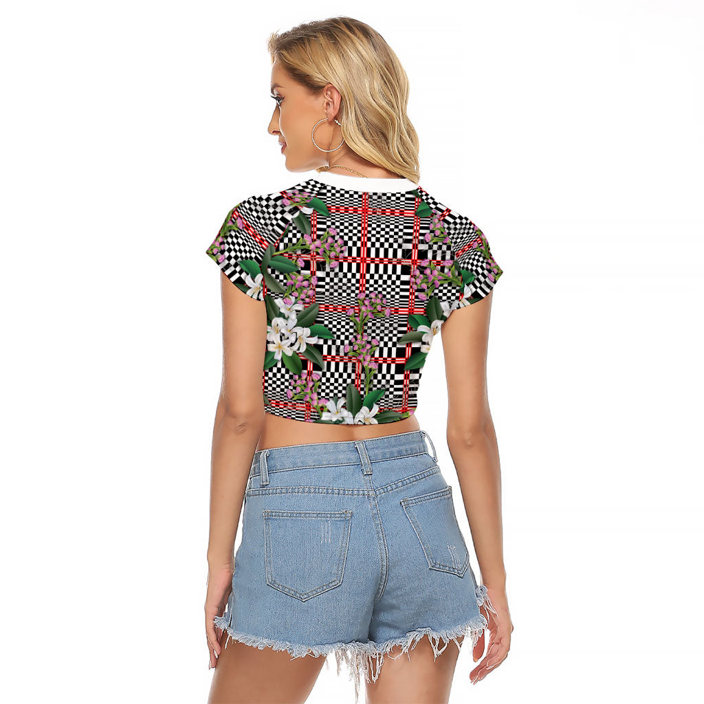 Red Binakol Motifs With Jasminum Sambac Raglan Cropped T Shirt Mabuhay Philippines Festival DT05 - Polynesian Pride