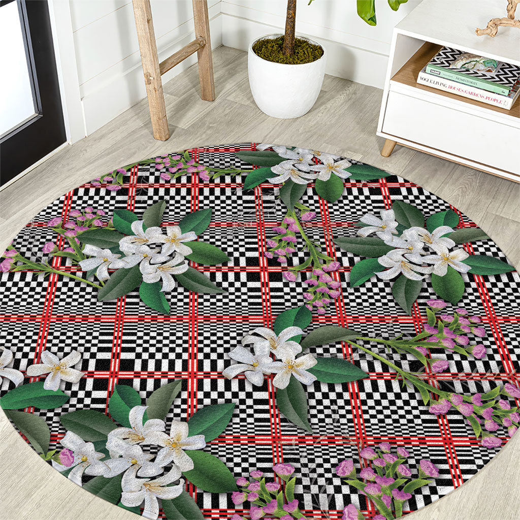 Red Binakol Motifs With Jasminum Sambac Round Carpet Mabuhay Philippines Festival DT05 Red - Polynesian Pride