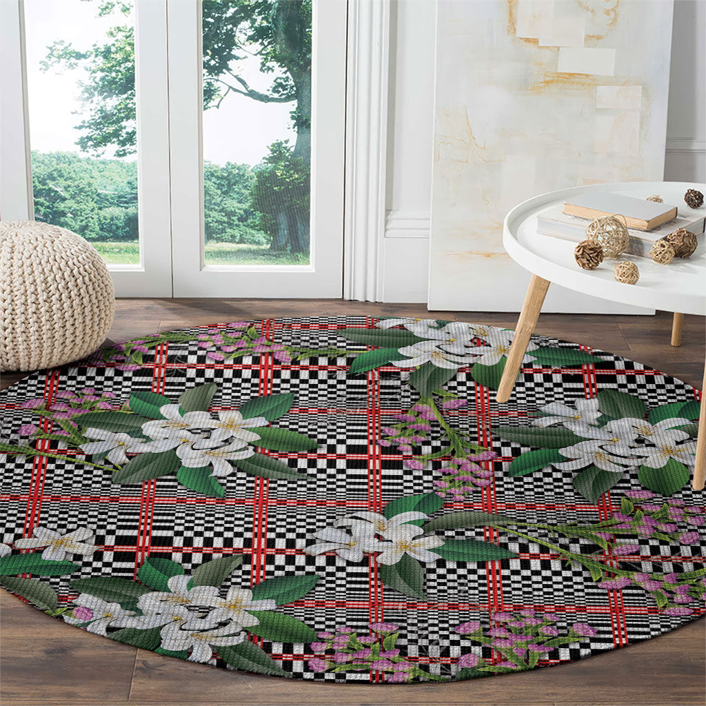 Red Binakol Motifs With Jasminum Sambac Round Carpet Mabuhay Philippines Festival DT05 - Polynesian Pride