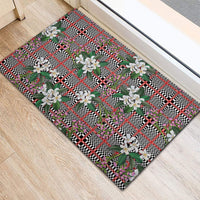 Red Binakol Motifs With Jasminum Sambac Rubber Doormat Mabuhay Philippines Festival DT05 - Polynesian Pride
