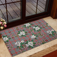 Red Binakol Motifs With Jasminum Sambac Rubber Doormat Mabuhay Philippines Festival DT05 - Polynesian Pride