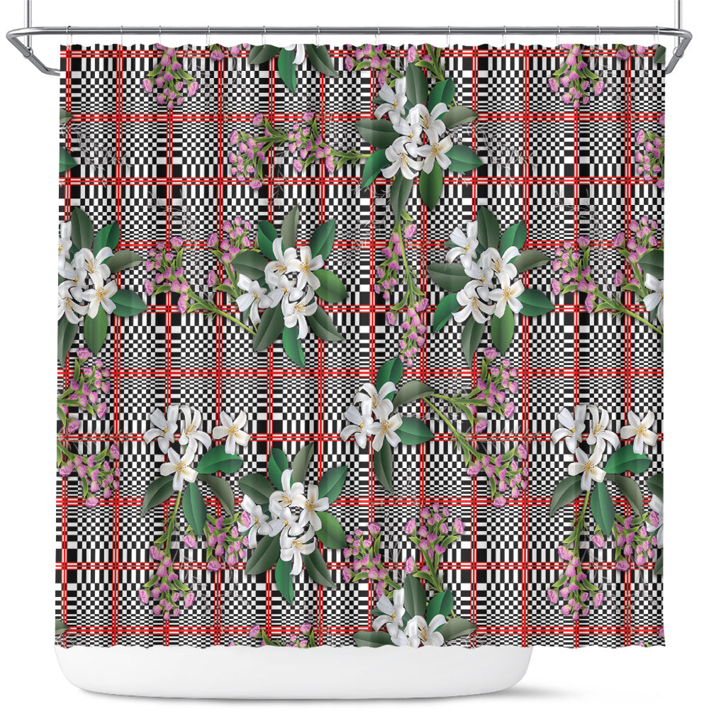 Red Binakol Motifs With Jasminum Sambac Shower Curtain Mabuhay Philippines Festival DT05 Red - Polynesian Pride