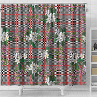Red Binakol Motifs With Jasminum Sambac Shower Curtain Mabuhay Philippines Festival DT05 - Polynesian Pride