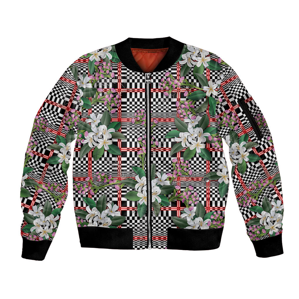 Red Binakol Motifs With Jasminum Sambac Sleeve Zip Bomber Jacket Mabuhay Philippines Festival DT05 Unisex Red - Polynesian Pride