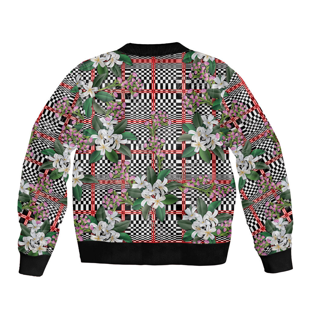 Red Binakol Motifs With Jasminum Sambac Sleeve Zip Bomber Jacket Mabuhay Philippines Festival DT05 - Polynesian Pride