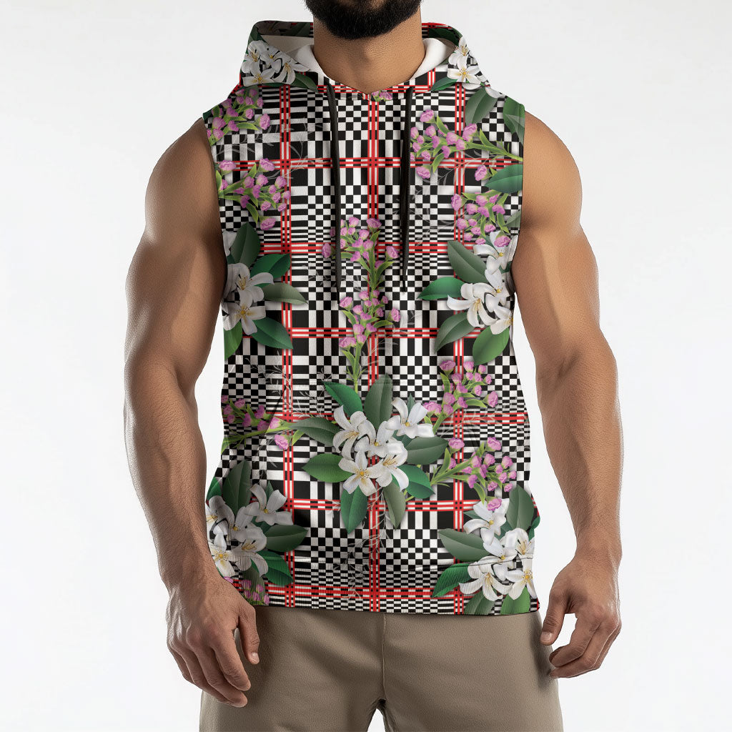 Red Binakol Motifs With Jasminum Sambac Sleeveless Hoodie Mabuhay Philippines Festival DT05 - Polynesian Pride