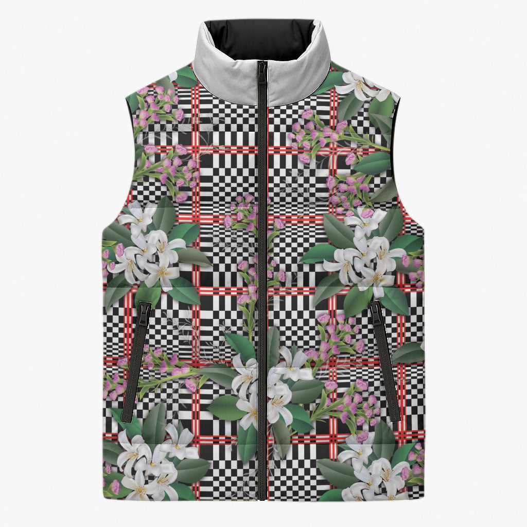 Red Binakol Motifs With Jasminum Sambac Sleeveless Puffer Jacket Mabuhay Philippines Festival DT05 Unisex Red - Polynesian Pride