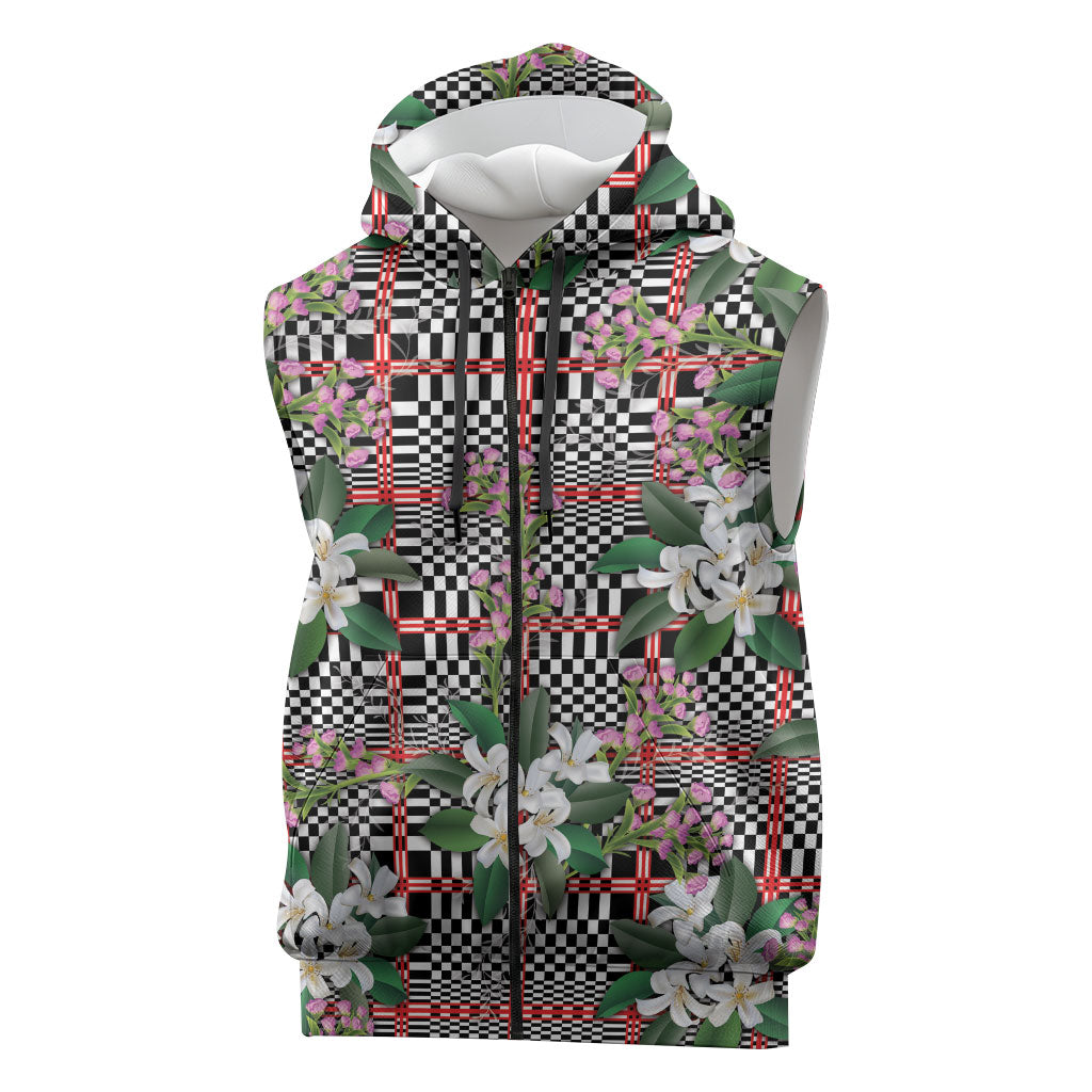 Red Binakol Motifs With Jasminum Sambac Sleeveless Zip Hoodie Mabuhay Philippines Festival DT05 Red - Polynesian Pride