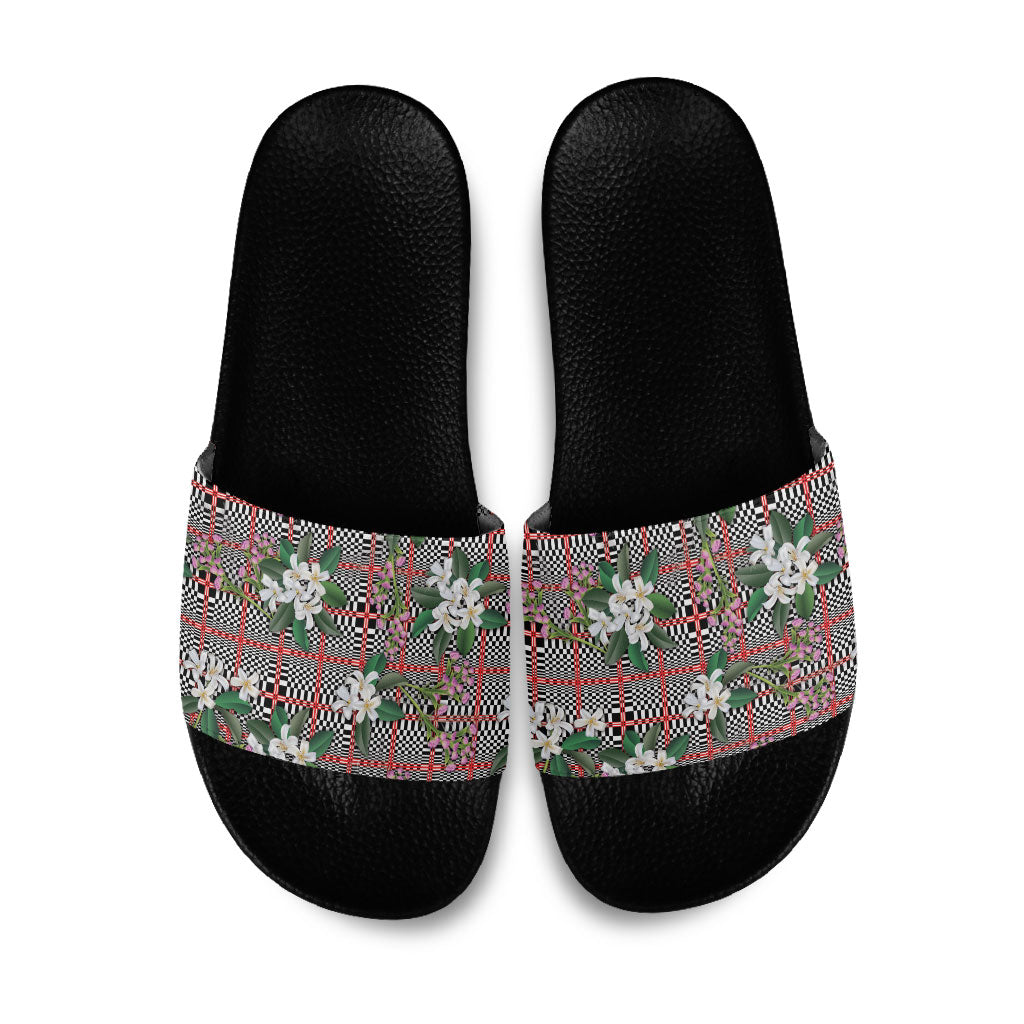 Red Binakol Motifs With Jasminum Sambac Slide Sandals Mabuhay Philippines Festival DT05 Red - Polynesian Pride
