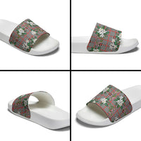 Red Binakol Motifs With Jasminum Sambac Slide Sandals Mabuhay Philippines Festival DT05 - Polynesian Pride