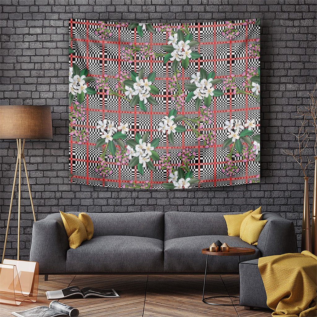 Red Binakol Motifs With Jasminum Sambac Tapestry Mabuhay Philippines Festival DT05 Red - Polynesian Pride