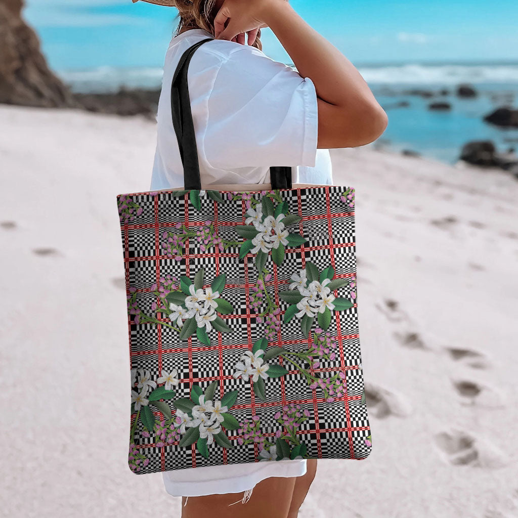 Red Binakol Motifs With Jasminum Sambac Tote Bag Mabuhay Philippines Festival DT05 - Polynesian Pride