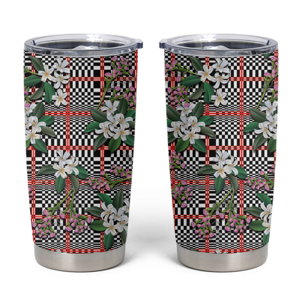 Red Binakol Motifs With Jasminum Sambac Tumbler Cup Mabuhay Philippines Festival DT05 Red - Polynesian Pride