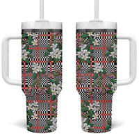 Red Binakol Motifs With Jasminum Sambac Tumbler With Handle Mabuhay Philippines Festival DT05 One Size: 40 oz Red - Polynesian Pride