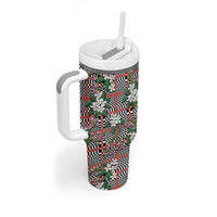 Red Binakol Motifs With Jasminum Sambac Tumbler With Handle Mabuhay Philippines Festival DT05 - Polynesian Pride