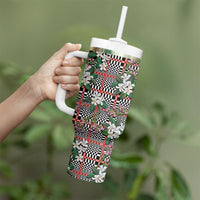 Red Binakol Motifs With Jasminum Sambac Tumbler With Handle Mabuhay Philippines Festival DT05 - Polynesian Pride