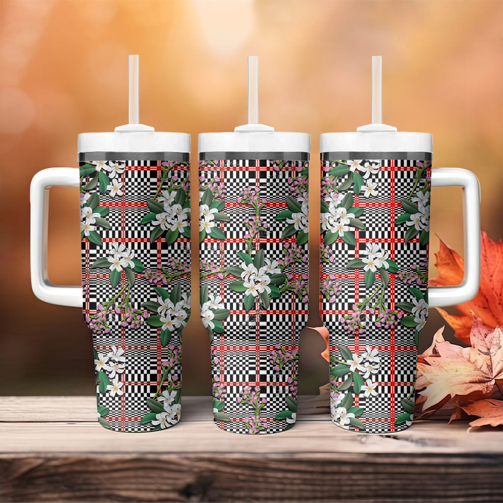 Red Binakol Motifs With Jasminum Sambac Tumbler With Handle Mabuhay Philippines Festival DT05 - Polynesian Pride
